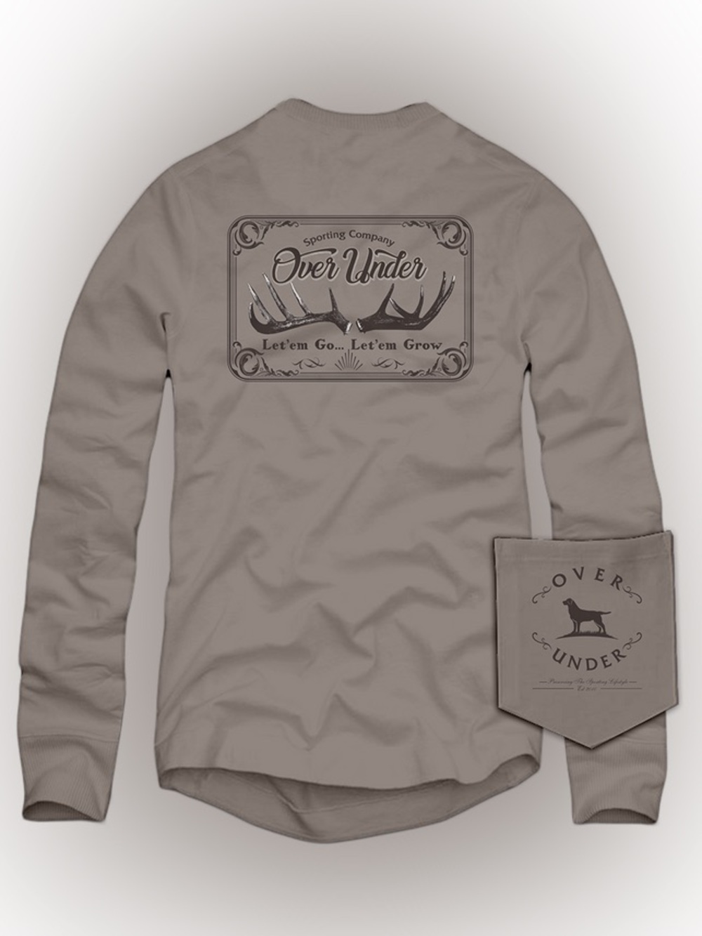 Men's Over Under Long  Sleeve Let ‘Em Go Tee-Taupe